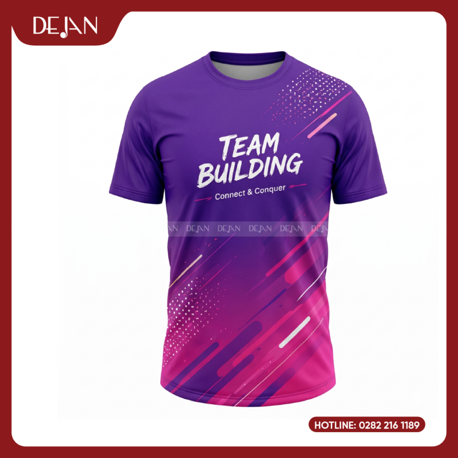 Đồng Phục Áo Thun Teambuilding DJTBD103 Loang Màu Tím Phối Xám Sáng Tạo