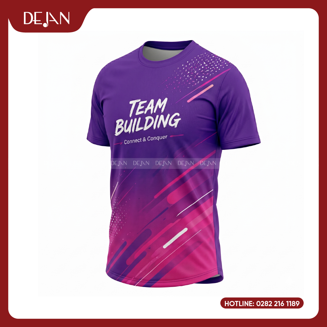 DJTBD103-dong-phuc-ao-teambuilding-05 Đồng Phục Áo Thun Teambuilding DJTBD103 Loang Màu Tím Phối Xám Sáng Tạo