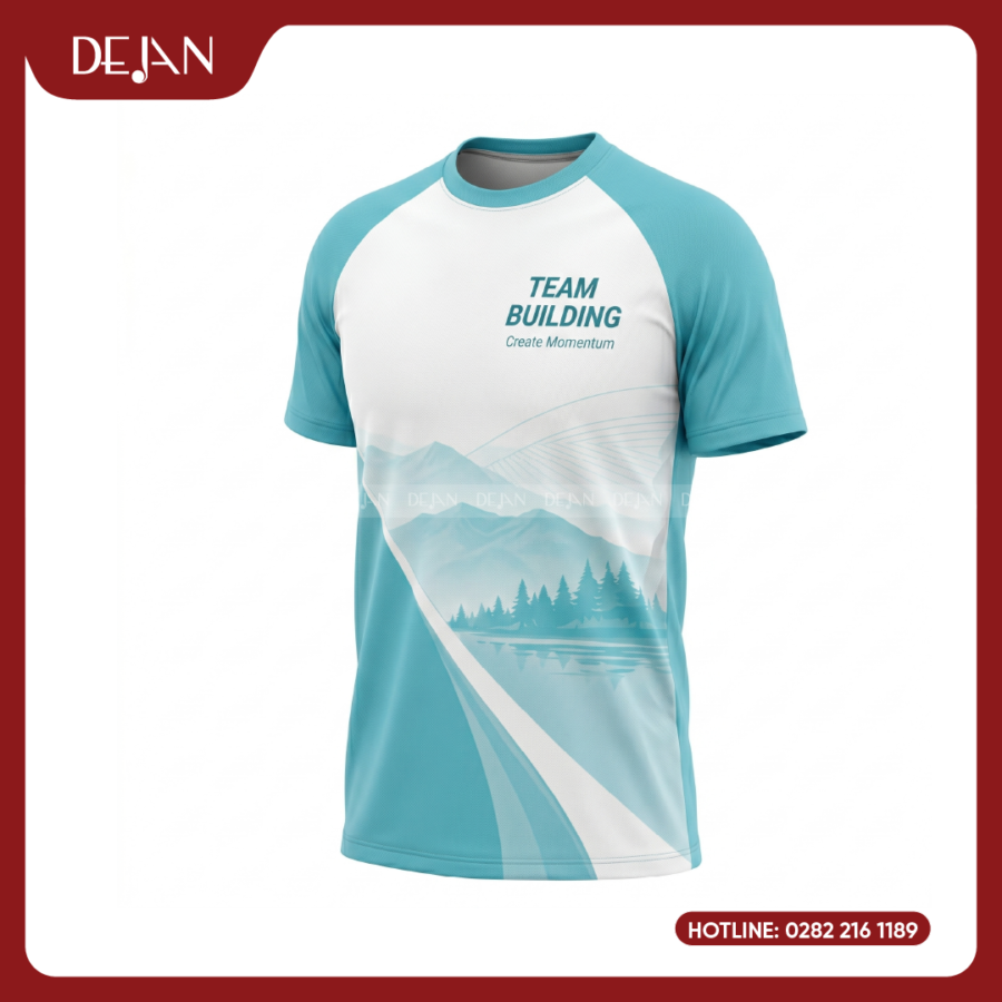 Đồng Phục Áo Thun Teambuilding DJTBD104 Loang Màu Xanh Ngọc Tươi Mát