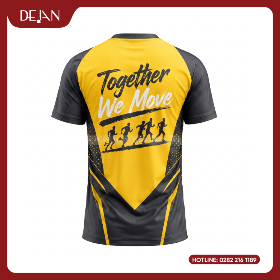 Đồng Phục Áo Thun Teambuilding DJTBD105 Loang Màu Đen Phối Vàng Tương Phản