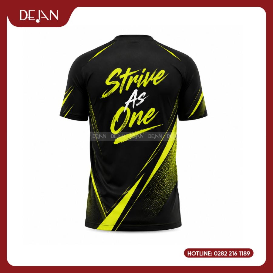 Đồng Phục Áo Thun Teambuilding DJTBD108 Tông Đen Điểm Nhấn Vàng Chanh Cá Tính
