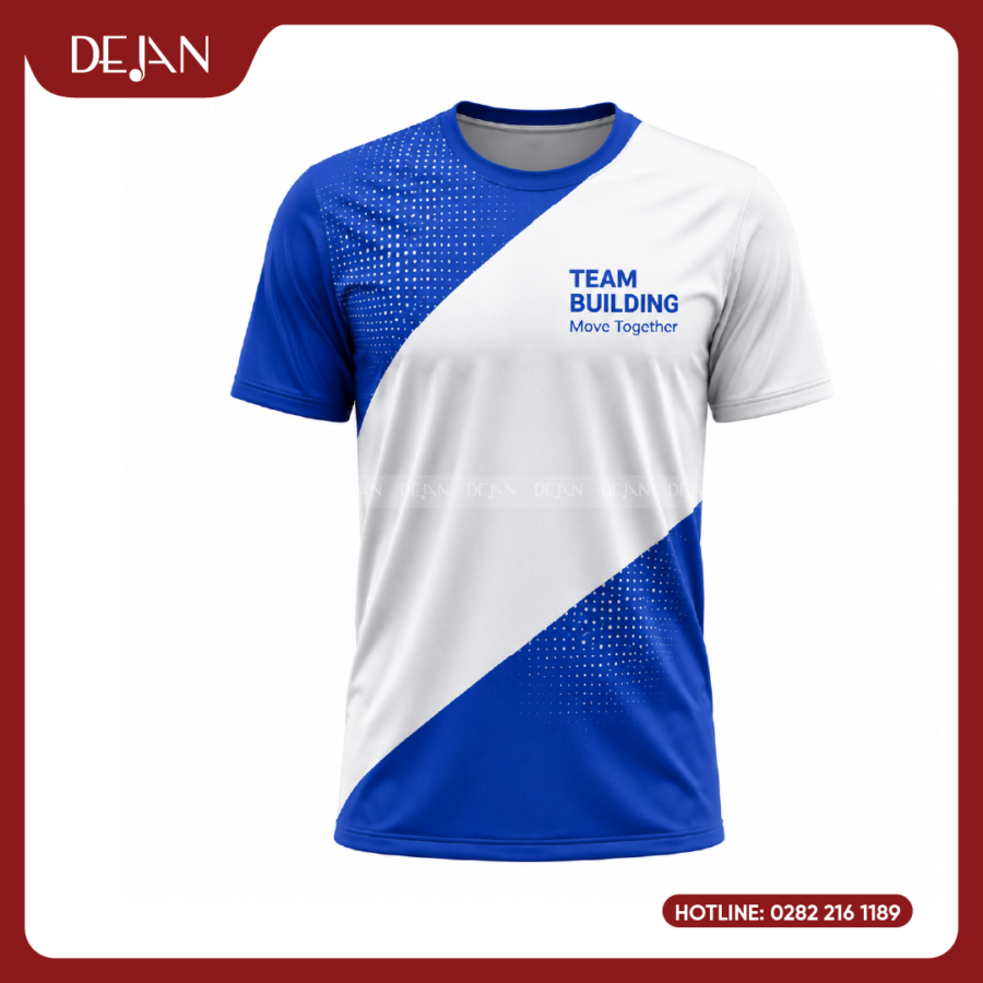 Đồng Phục Áo Thun Teambuilding DJTBD110 Loang Màu Xanh Dương Tươi Sáng