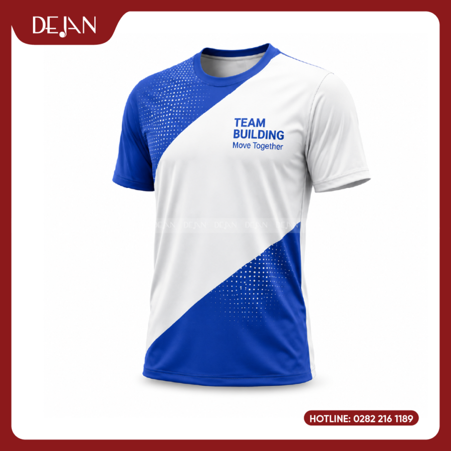Đồng Phục Áo Thun Teambuilding DJTBD110 Loang Màu Xanh Dương Tươi Sáng