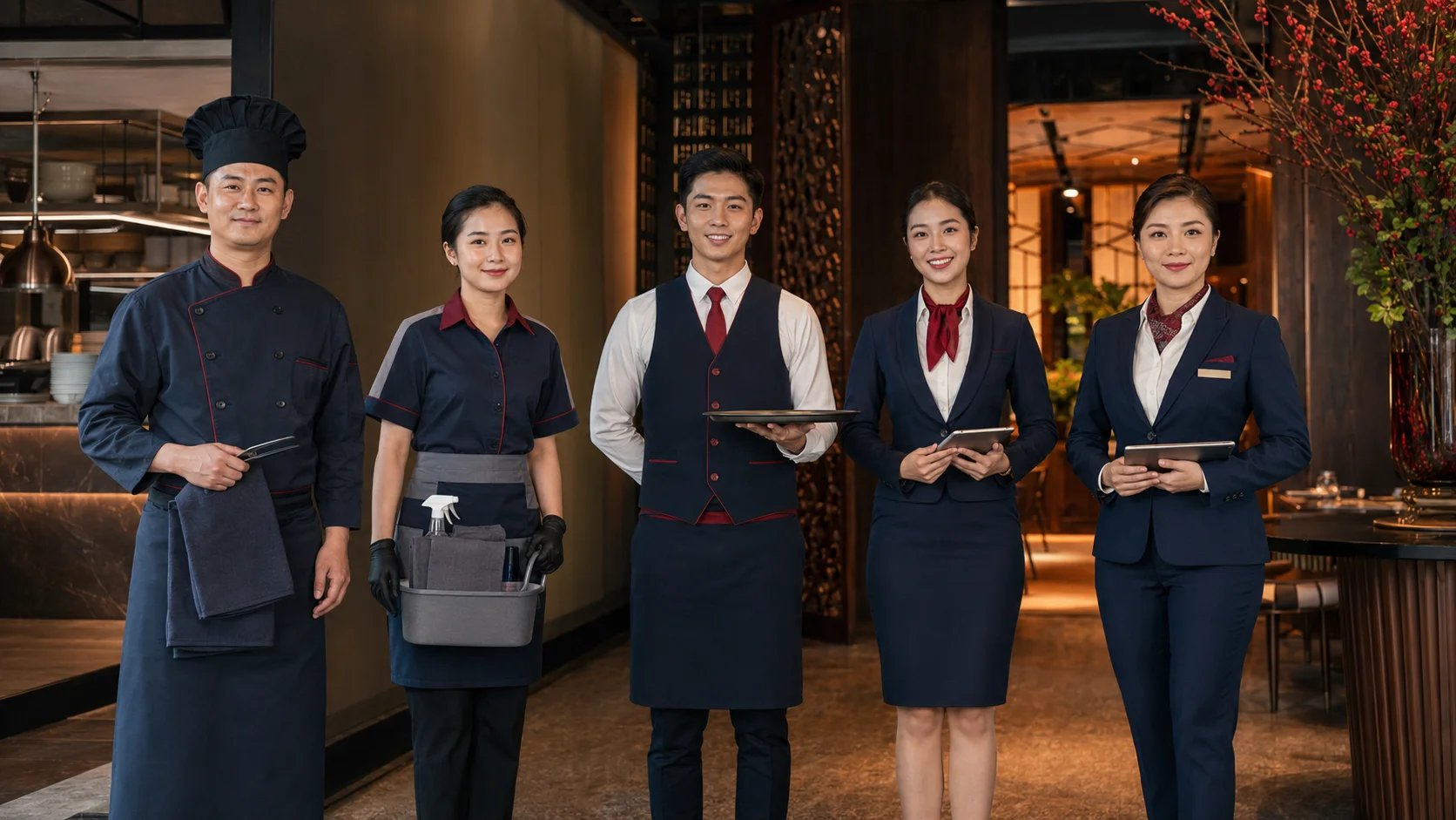 Đồng phục FOH và BOH: 5 Nguyên Tắc Tách Chất Liệu & Màu Sắc
