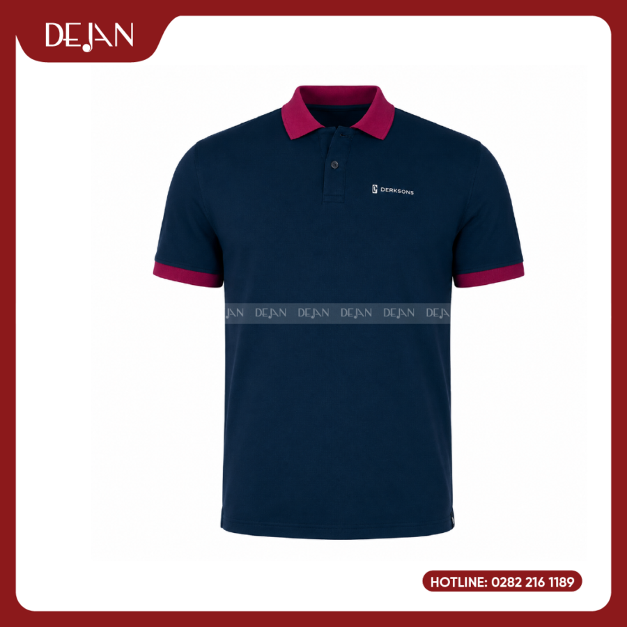 Đồng Phục Áo Thun Polo PLDJ03 Lịch Lãm Với Tông Xanh Navy Phối Cổ Đỏ Đô