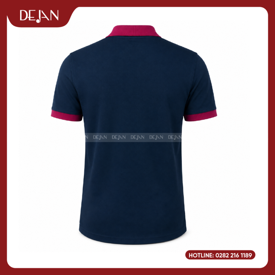 Đồng Phục Áo Thun Polo PLDJ03 Lịch Lãm Với Tông Xanh Navy Phối Cổ Đỏ Đô