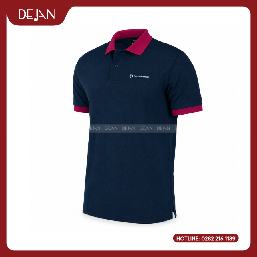 Đồng Phục Áo Thun Polo PLDJ03 Lịch Lãm Với Tông Xanh Navy Phối Cổ Đỏ Đô