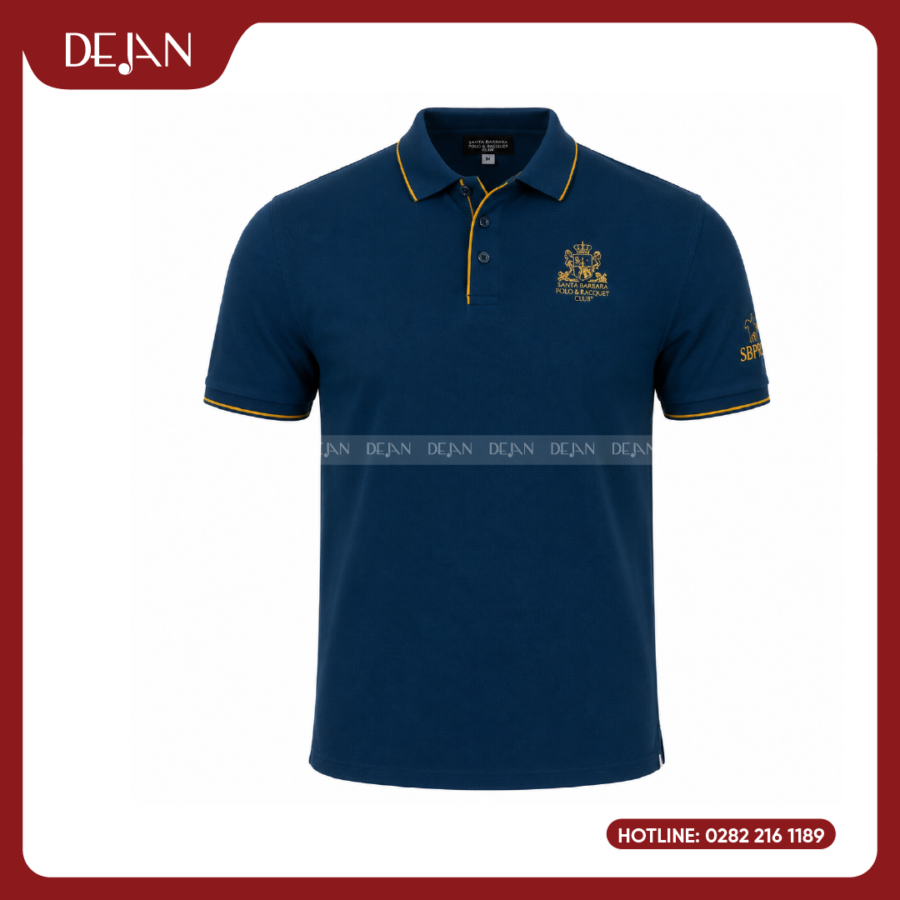 Đồng Phục Áo Thun Polo PLDJ08 Sang Trọng Với Tông Xanh Navy Phối Ánh Vàng