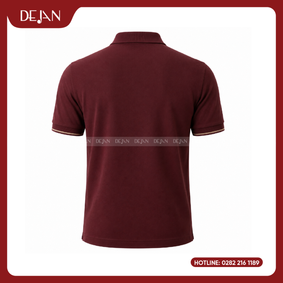 Đồng Phục Áo Thun Polo PLDJ13 Sang Trọng Với Tông Đỏ Đô Phối Mảng Be