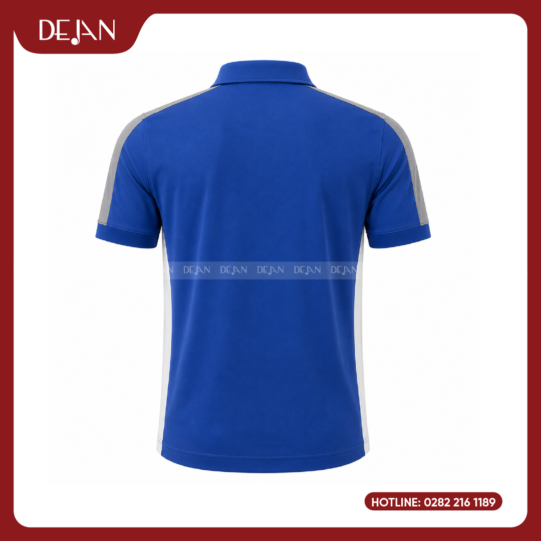 PLDJ15-dong-phuc-ao-thun-polo-04 Đồng Phục Áo Thun Polo PLDJ15 Trẻ Trung Với Tông Xanh Dương Phối Vai Xám