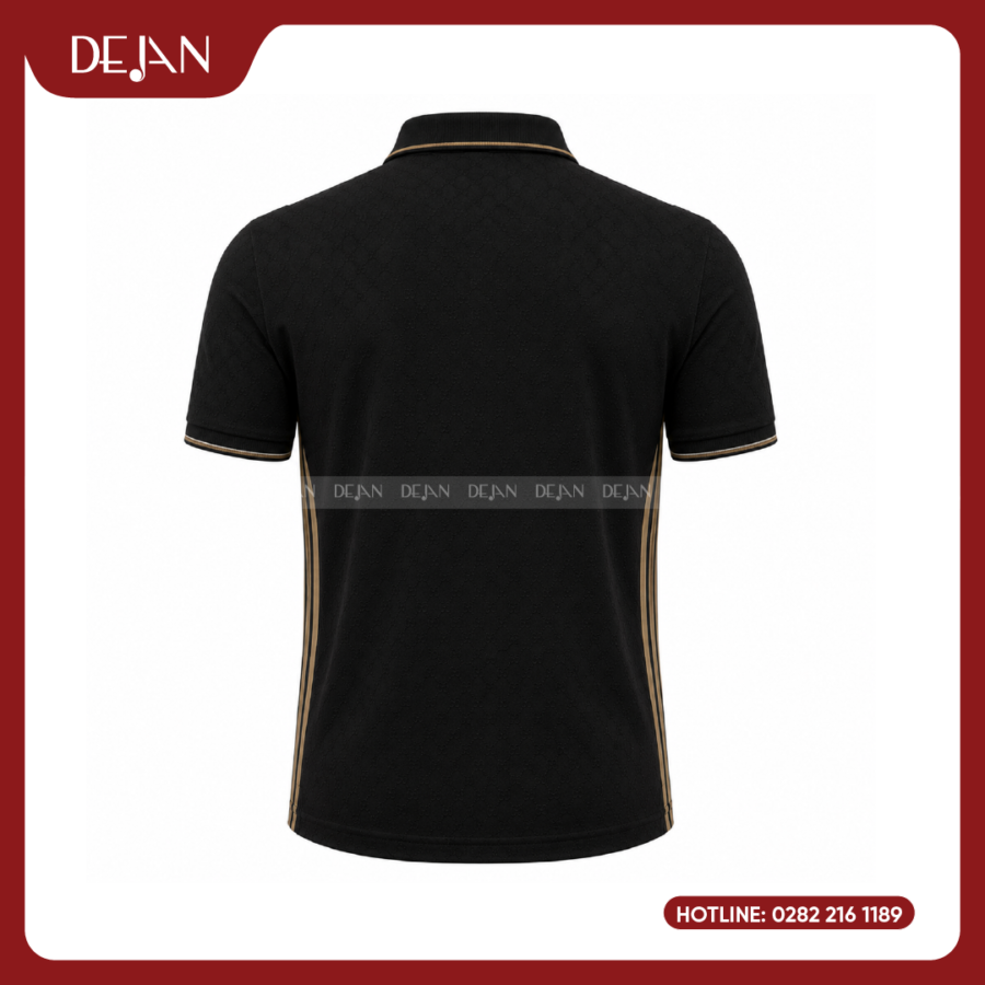 Đồng Phục Áo Thun Polo PLDJ16 Sang Trọng Với Tông Đen Phối Sọc Ánh Vàng