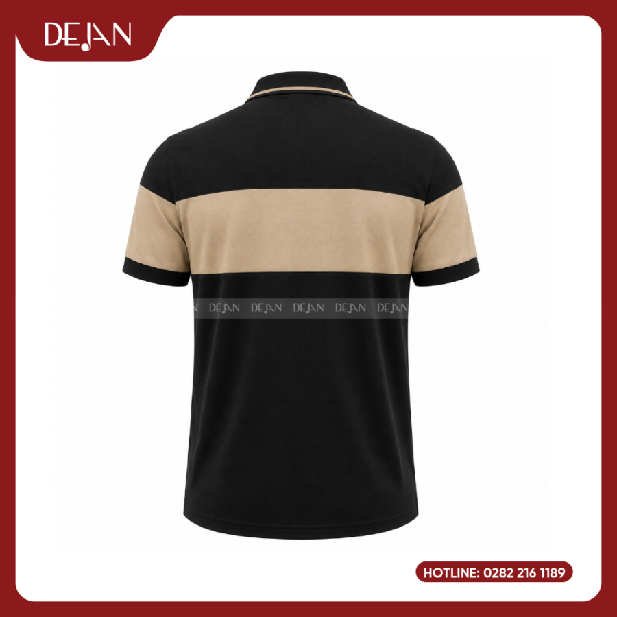 Đồng Phục Áo Thun Polo PLDJ18 Cá Tính Với Tông Đen Phối Mảng Be