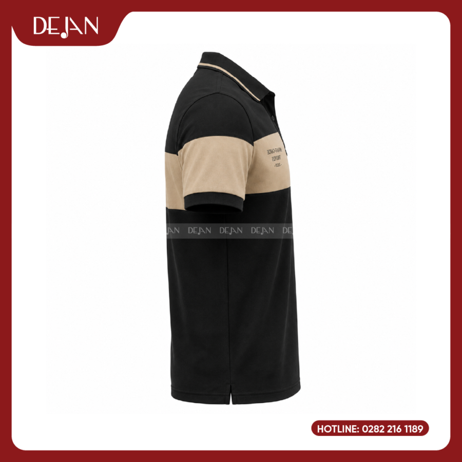 Đồng Phục Áo Thun Polo PLDJ18 Cá Tính Với Tông Đen Phối Mảng Be