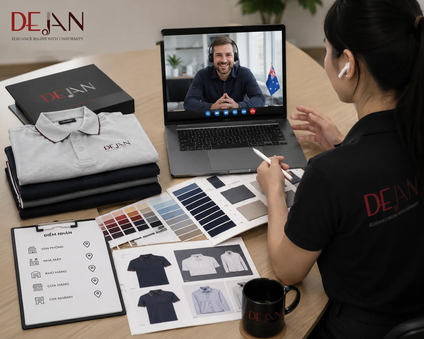May đồng phục gửi đi Úc