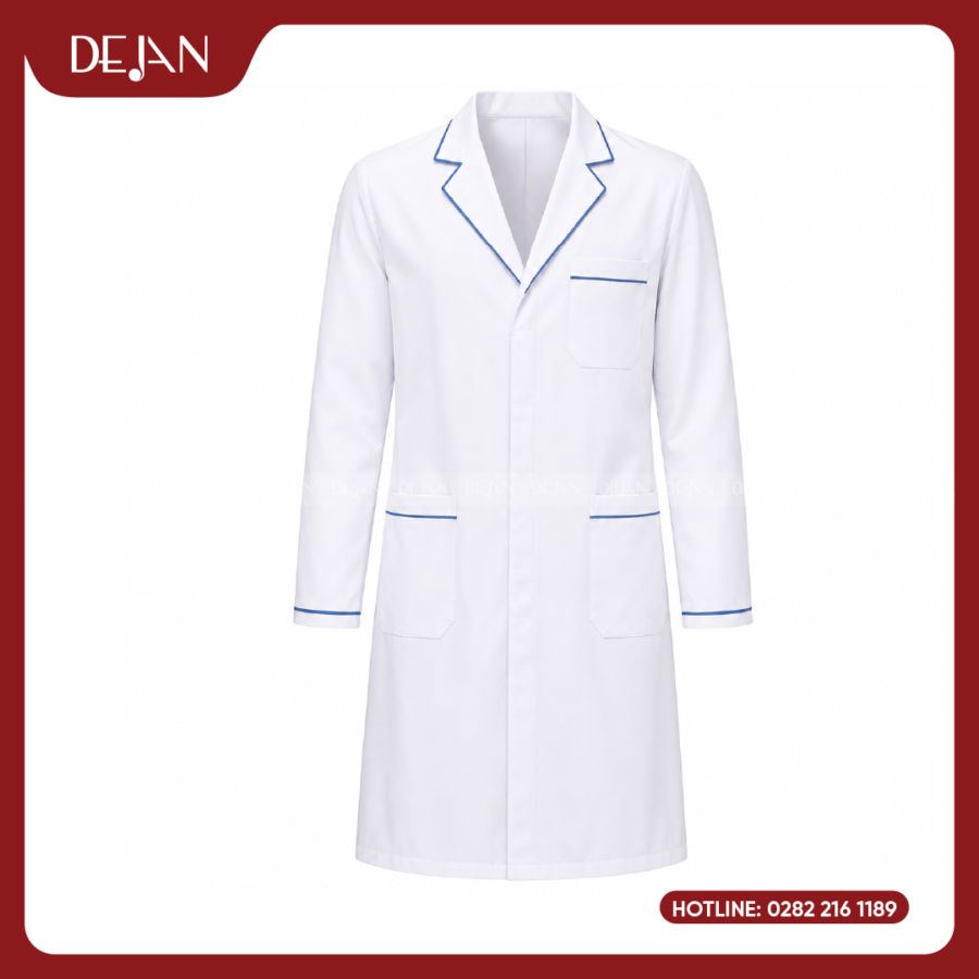 Đồng Phục Blouse Bác Sĩ DJDPBBS1002 - Trắng Thanh Khiết Điểm Nhấn Navy Tinh Tế