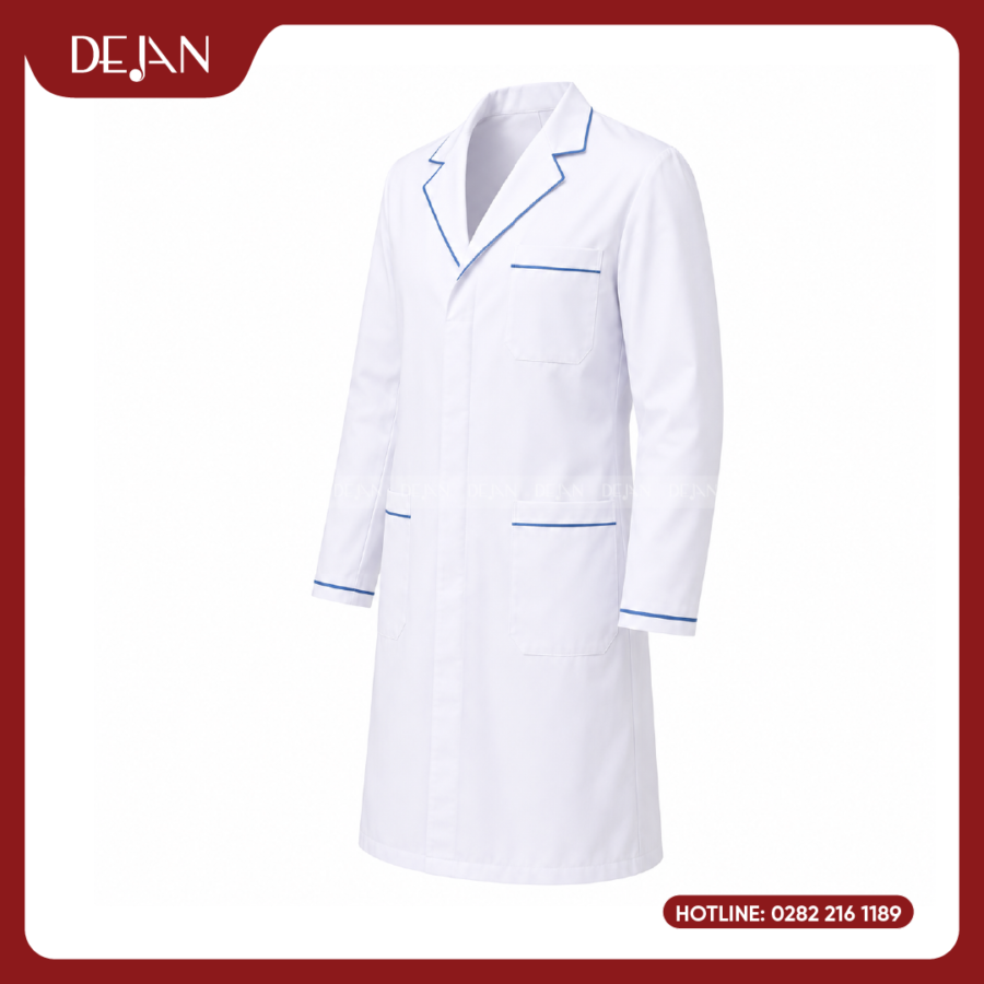 Đồng Phục Blouse Bác Sĩ DJDPBBS1002 - Trắng Thanh Khiết Điểm Nhấn Navy Tinh Tế