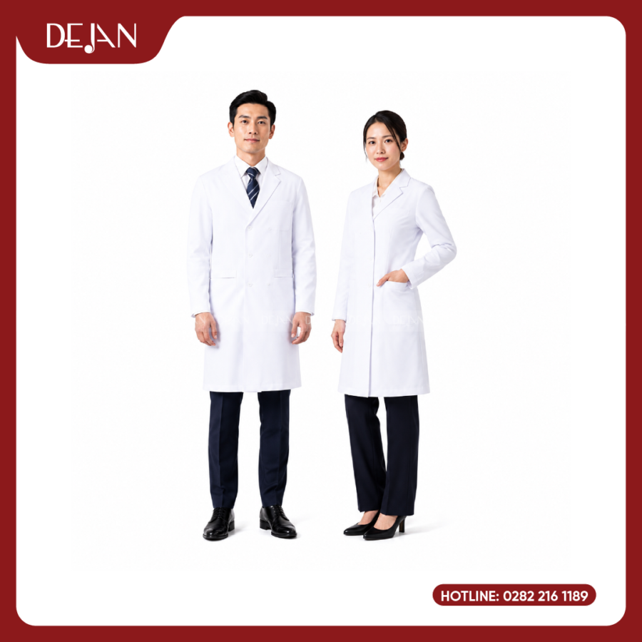 Đồng Phục Blouse Bác Sĩ DJDPBBS1003 - Trắng Chuẩn Y Khoa, Vững Vàng Niềm Tin