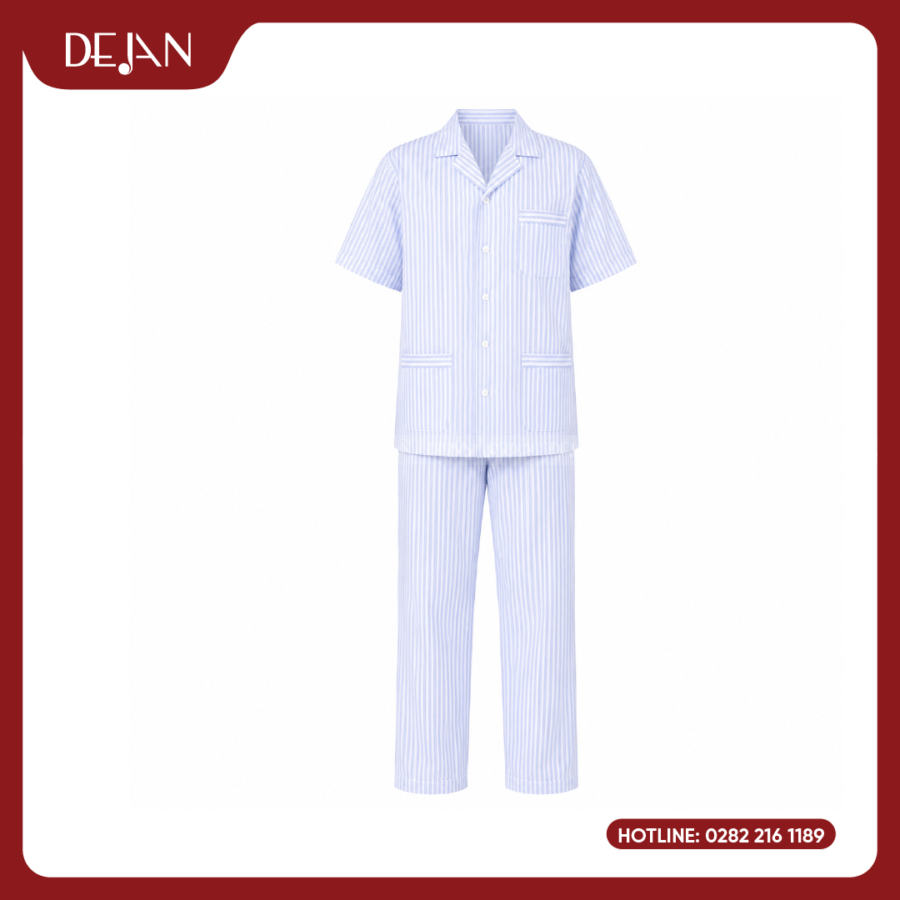 Đồng Phục Bệnh Nhân DJDPBN1003 – Kẻ Sọc Xanh Nhạt Tươi Mát