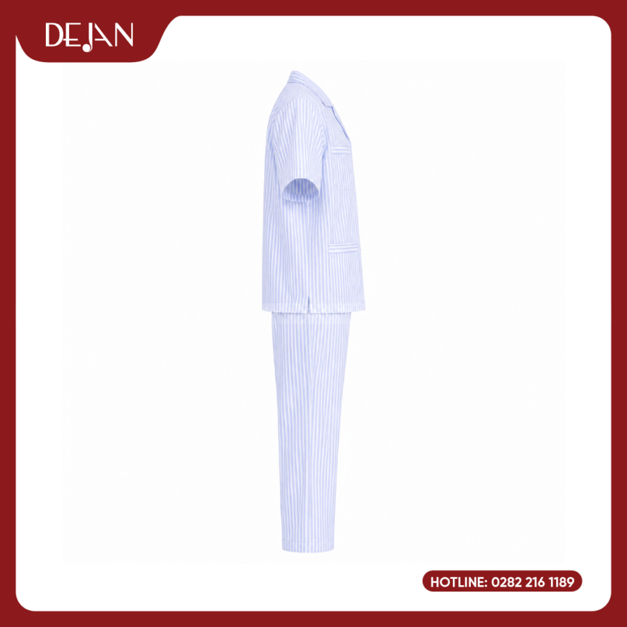 Đồng Phục Bệnh Nhân DJDPBN1003 – Kẻ Sọc Xanh Nhạt Tươi Mát