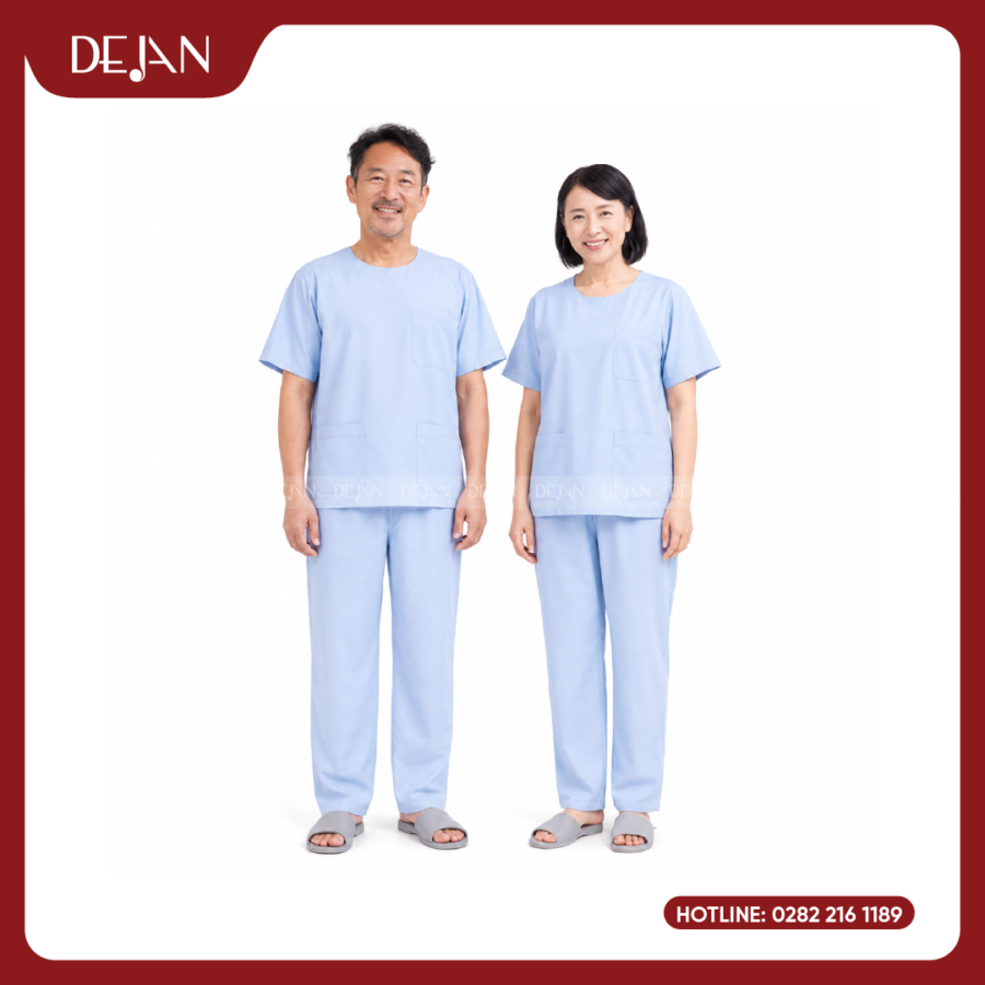 Đồng Phục Bệnh Nhân DJDPBN1005 - Xanh Dương Nhạt Tối Giản, Thoải Mái