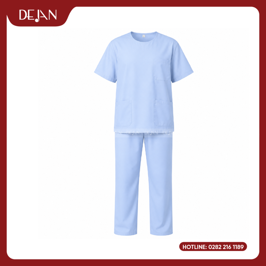 Đồng Phục Bệnh Nhân DJDPBN1005 - Xanh Dương Nhạt Tối Giản, Thoải Mái