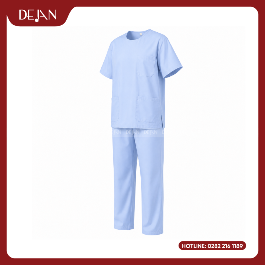 Đồng Phục Bệnh Nhân DJDPBN1005 - Xanh Dương Nhạt Tối Giản, Thoải Mái