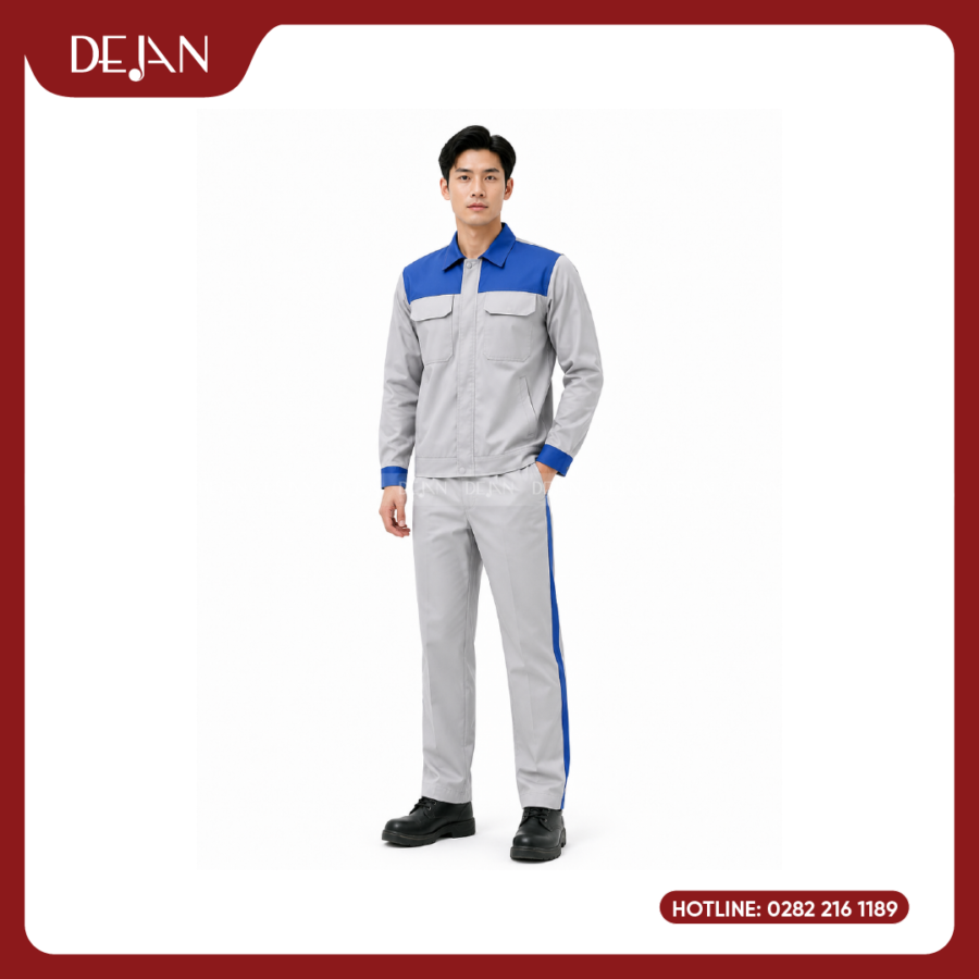 Đồng Phục Công Nhân DJDPCN1003 - Xám Nhạt Gọn Gàng, Dễ Ứng Dụng