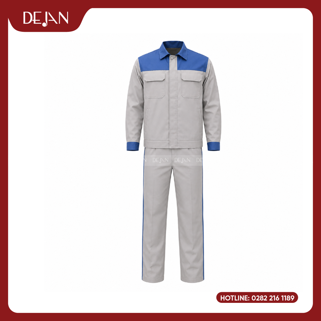 DJDPCN1003-dong-phuc-cong-nhan-02 Đồng Phục Công Nhân DJDPCN1003 - Xám Nhạt Gọn Gàng, Dễ Ứng Dụng