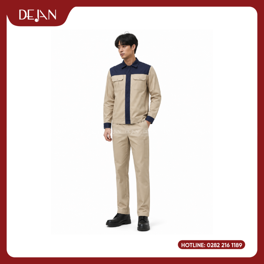 Đồng Phục Công Nhân DJDPCN1004 - Navy Phối Trắng Chỉn Chu