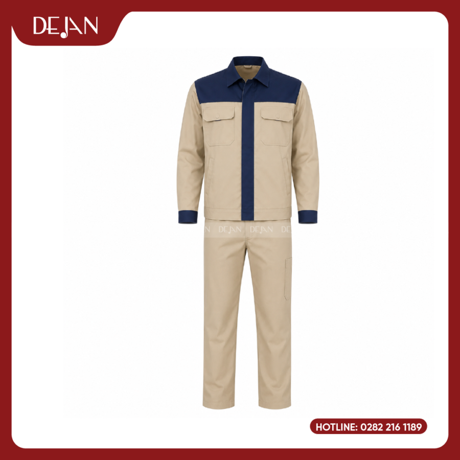 Đồng Phục Công Nhân DJDPCN1004 - Navy Phối Trắng Chỉn Chu