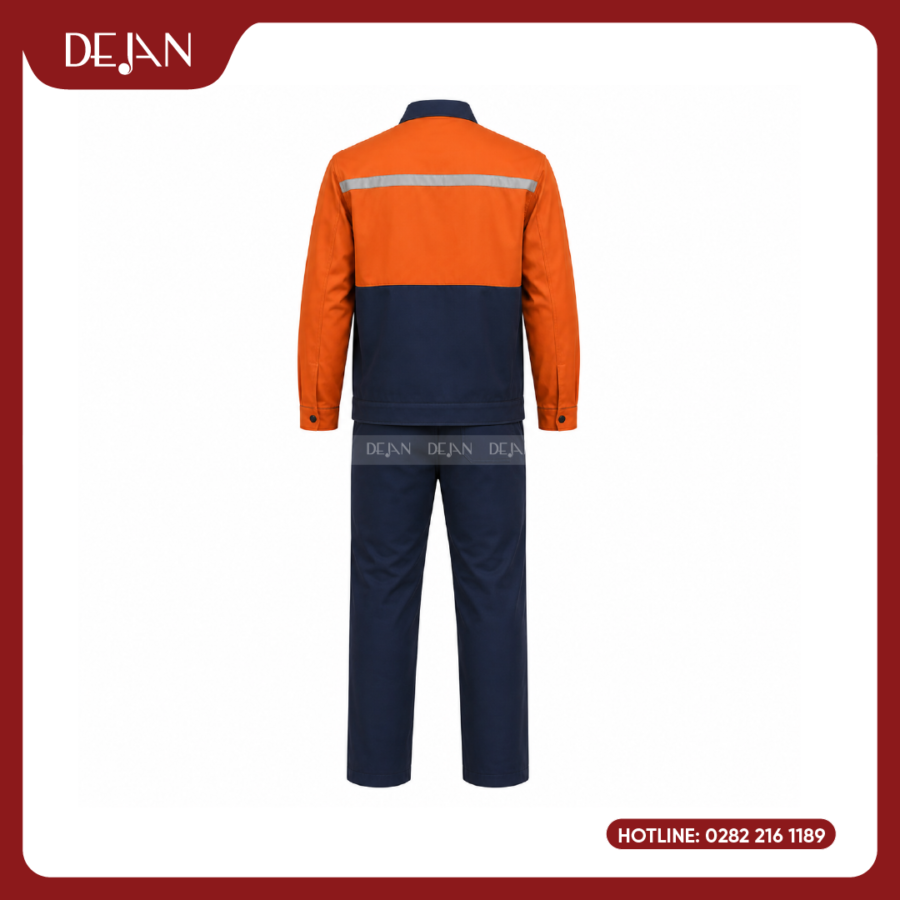 Đồng Phục Công Nhân DJDPCN1006 - Navy Phối Cam An Toàn, Dễ Nhận Diện