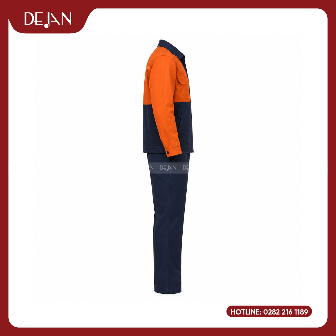 DJDPCN1006-dong-phuc-cong-nhan-04 Đồng Phục Công Nhân DJDPCN1006 - Navy Phối Cam An Toàn, Dễ Nhận Diện