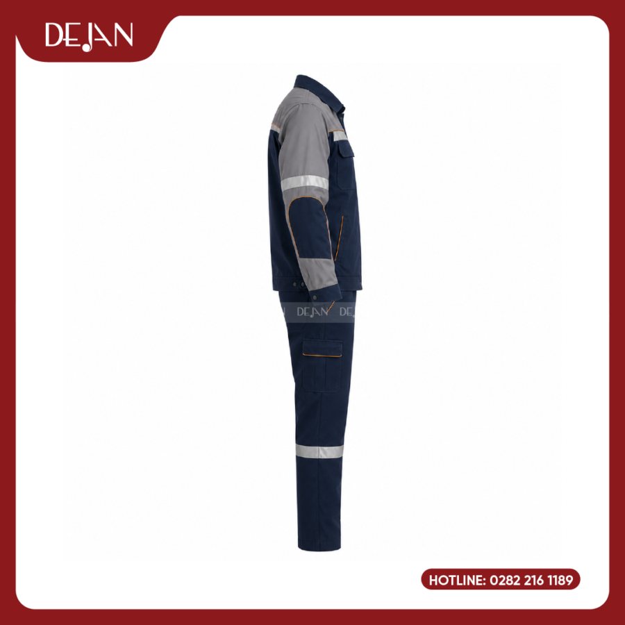 Đồng Phục Công Nhân DJDPCN1010 - Navy Phối Xám Đậm Hiện Đại