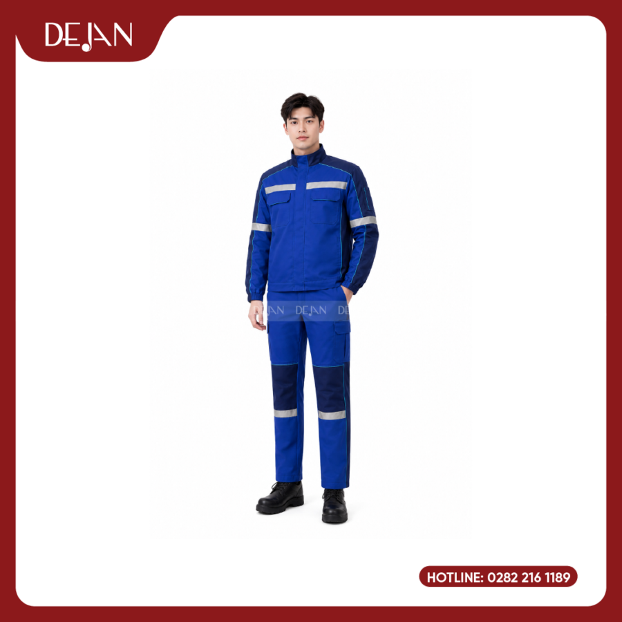 Đồng Phục Công Nhân DJDPCN1011 - Xanh Dương Phối Navy Nổi Bật