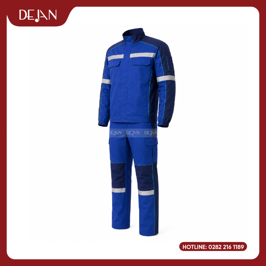 Đồng Phục Công Nhân DJDPCN1011 - Xanh Dương Phối Navy Nổi Bật