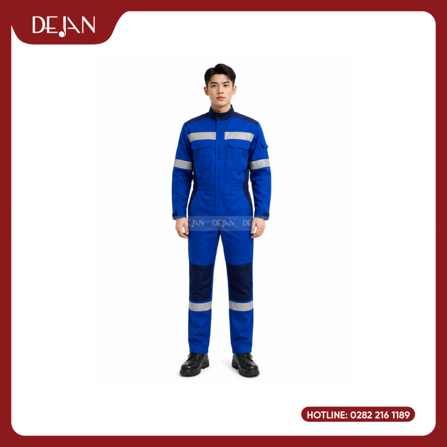 Đồng Phục Công Nhân DJDPCN1012 - Xanh Dương Phối Navy Và Xám Nhạt