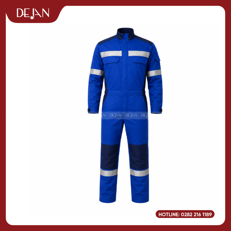 Đồng Phục Công Nhân DJDPCN1012 - Xanh Dương Phối Navy Và Xám Nhạt