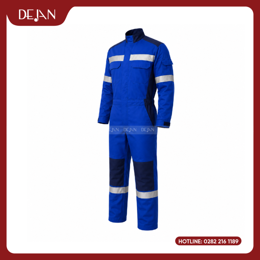 Đồng Phục Công Nhân DJDPCN1012 - Xanh Dương Phối Navy Và Xám Nhạt