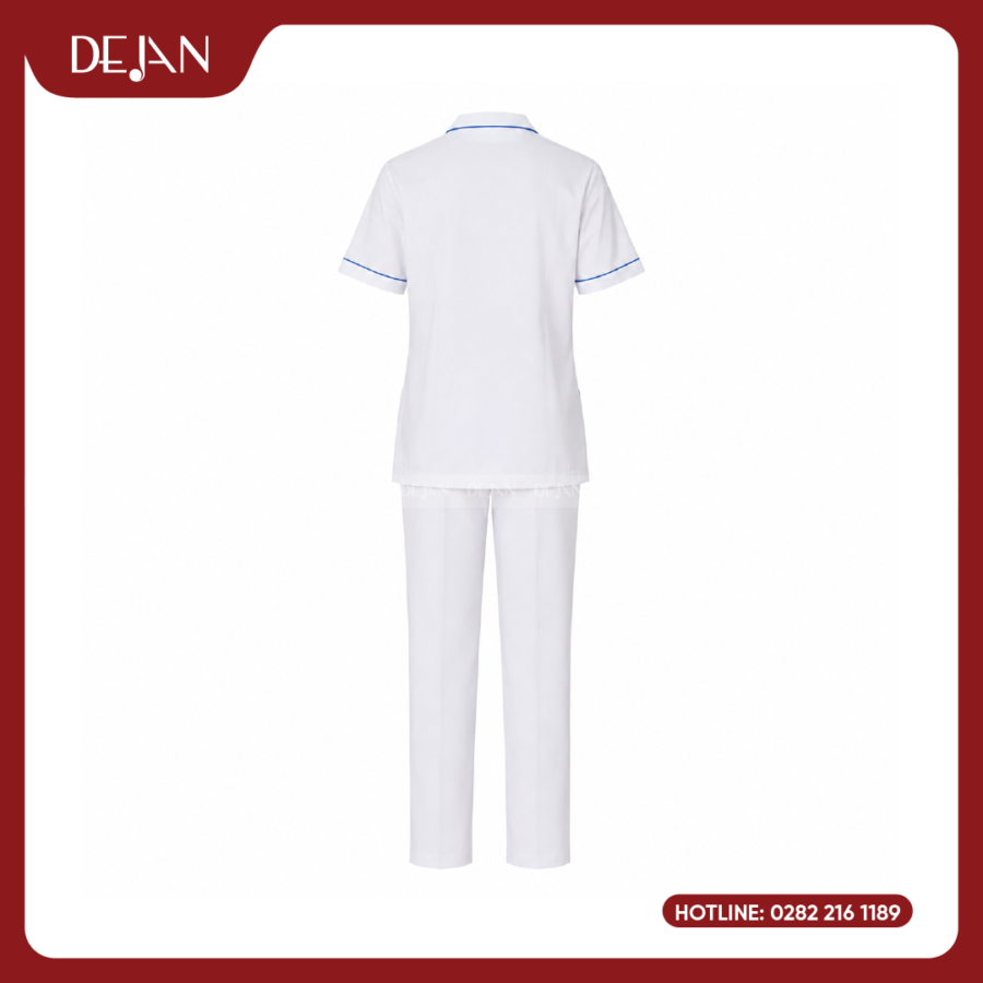 Đồng Phục Điều Dưỡng DJDPĐD1001 - Trắng Phối Viền Xanh, Chuẩn Mực Cho Cả Nam Và Nữ