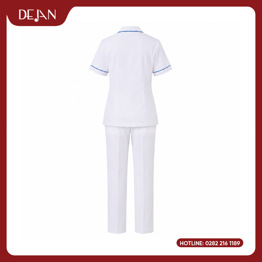 Đồng Phục Điều Dưỡng DJDPĐD1003 - Trắng Phối Viền Xanh, Thoải Mái Cho Cả Nam Và Nữ