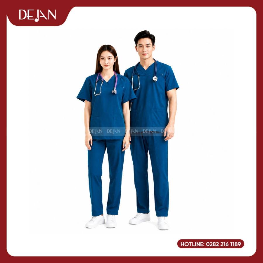 Đồng Phục Điều Dưỡng DJDPĐD1004 - Xanh Cổ Vịt Hiện Đại, Phong Cách Scrubs