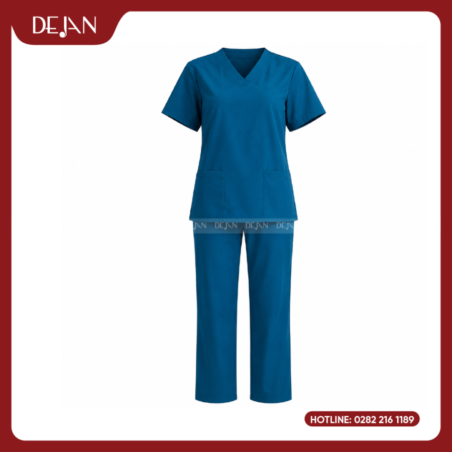 Đồng Phục Điều Dưỡng DJDPĐD1004 - Xanh Cổ Vịt Hiện Đại, Phong Cách Scrubs