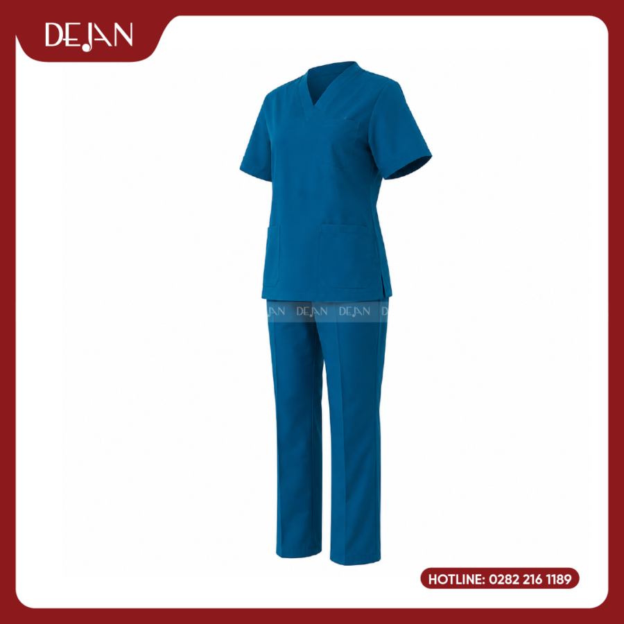 Đồng Phục Điều Dưỡng DJDPĐD1004 - Xanh Cổ Vịt Hiện Đại, Phong Cách Scrubs