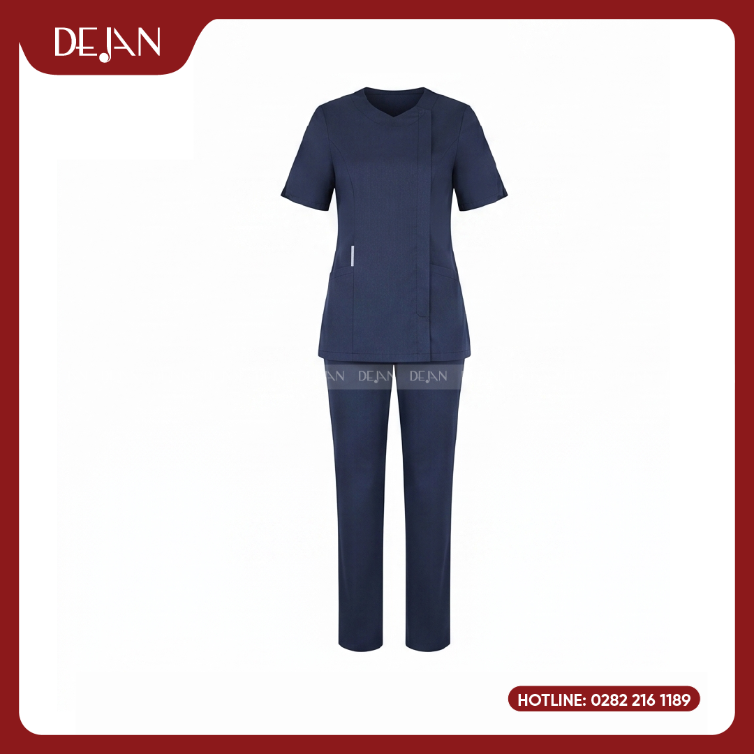 DJDPHLBN1001-dong-phuc-ho-ly-02 Đồng Phục Hộ Lý Bệnh Viện DJDPHLBN1001 - Xanh Navy Điềm Tĩnh, Đáng Tin Cậy