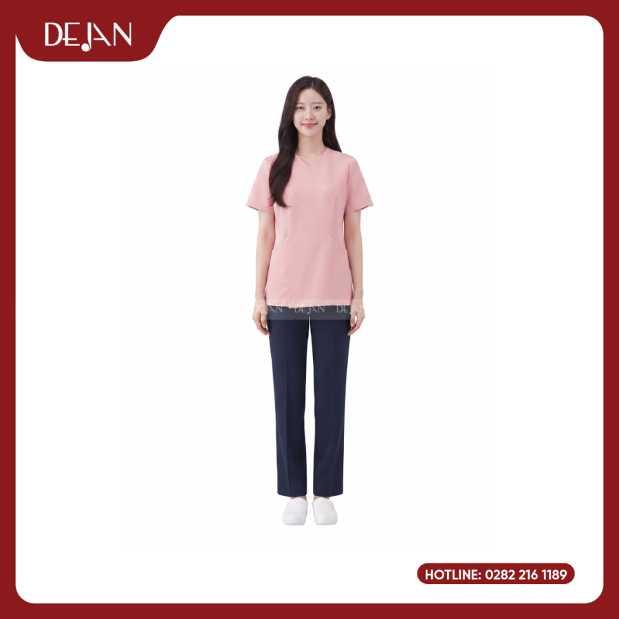 Đồng Phục Hộ Lý DJDPHLBN1002 - Hồng Phối Navy Nữ Tính, Nổi Bật