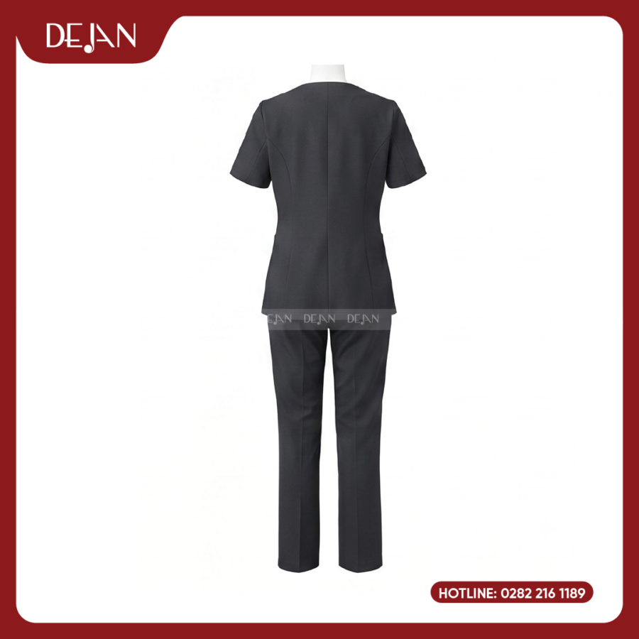 Đồng Phục Hộ Lý DJDPHLBN1004 - Xám Than Phối Vai Xám Sáng Cá Tính