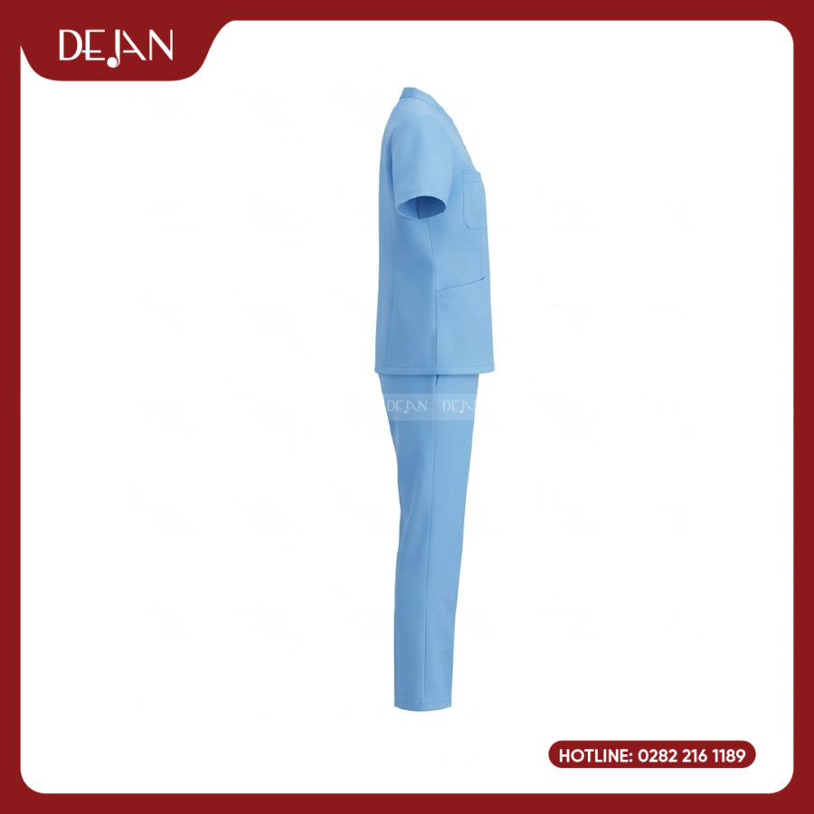 Đồng Phục Hộ Lý DJDPHLBN1005 - Xanh Dương Nhạt Có Túi Ngực Tiện Dụng