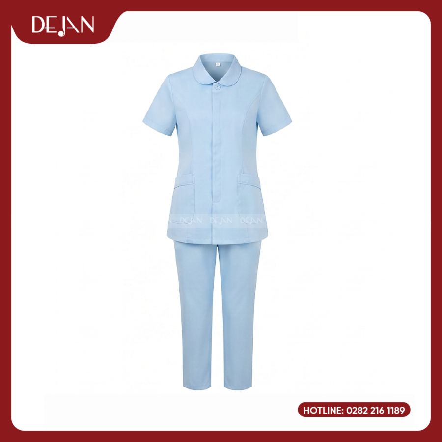 Đồng Phục Hộ Lý DJDPHLBN1007 - Xanh Nhạt Cổ Bèo Dịu Dàng, Đáng Yêu