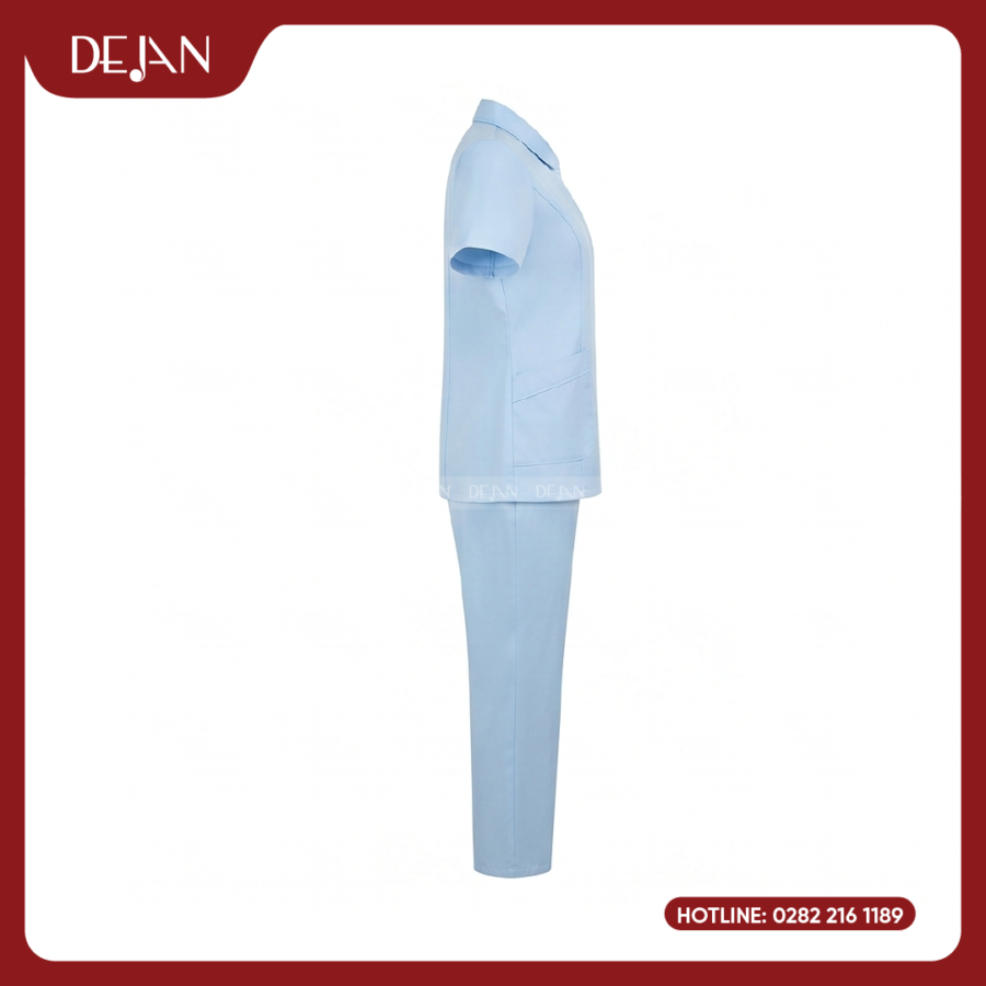 Đồng Phục Hộ Lý DJDPHLBN1007 - Xanh Nhạt Cổ Bèo Dịu Dàng, Đáng Yêu
