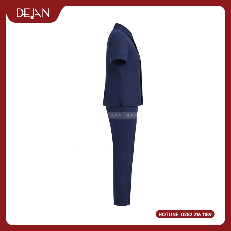 Đồng Phục Hộ Lý DJDPHLBN1009 - Xanh Navy Cổ Sơ Mi Chuyên Nghiệp
